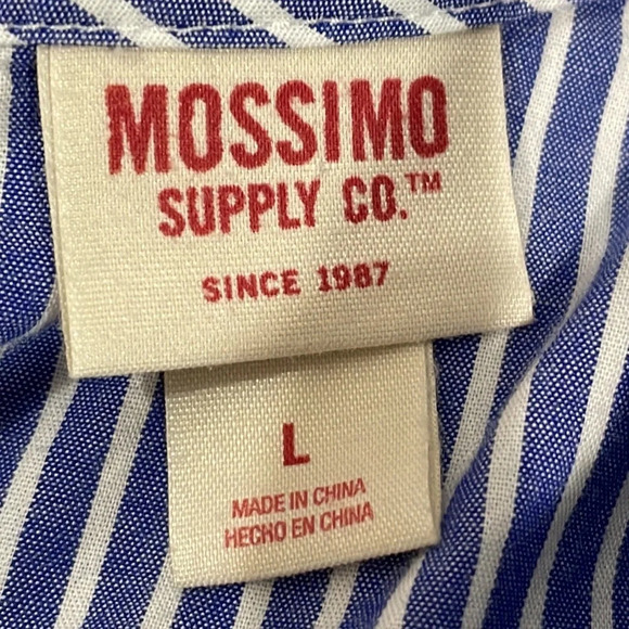Mossimo Supply Co. ruffled striped long sleeve top blue and white L - Picture 13 of 16